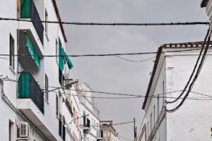 Calle comercial encalada en Olivenza